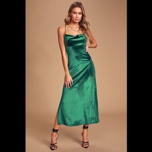 Lulus Mesmerize Velvet Cowl Neck Midi Dress